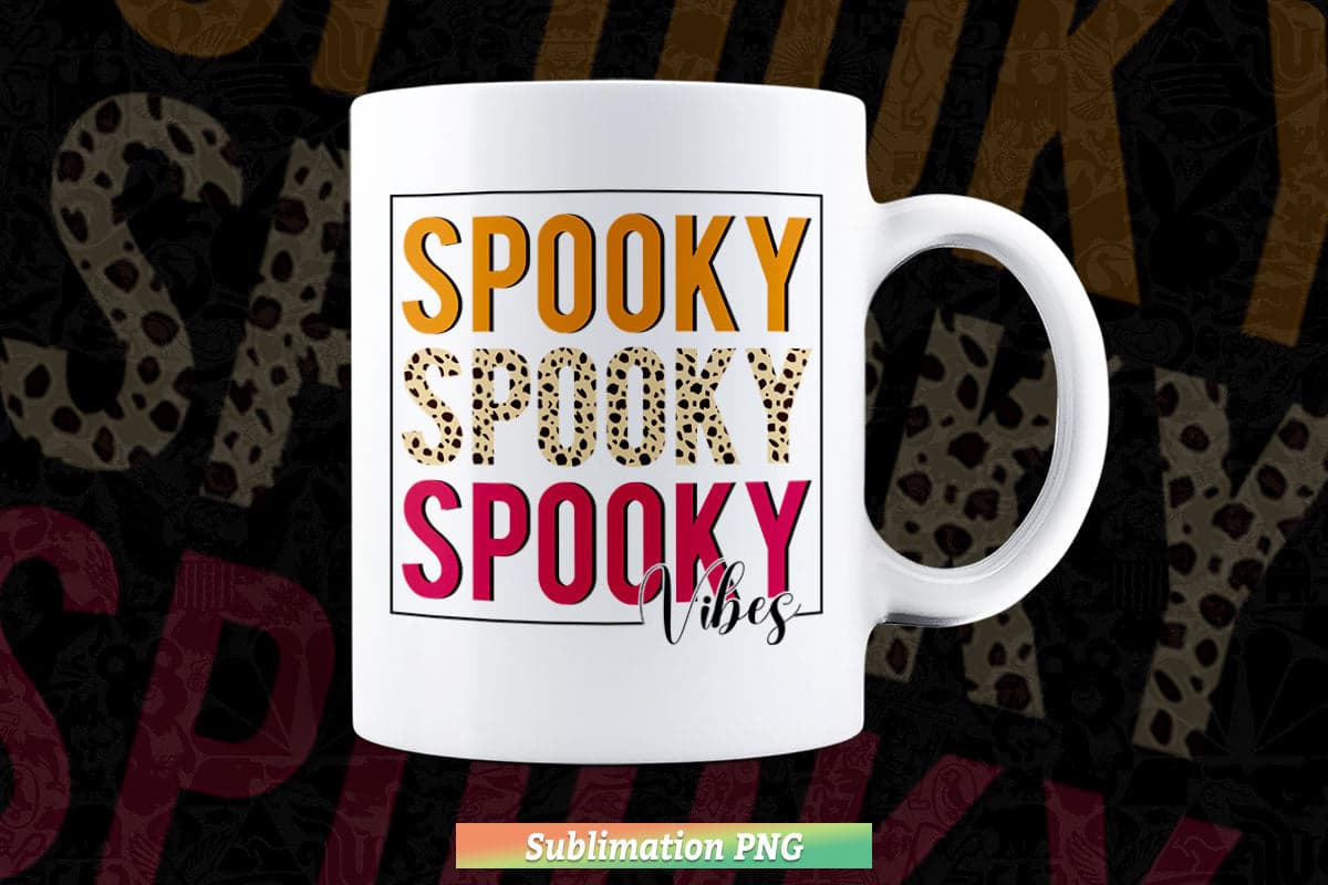 Spooky vibes leopard Halloween Fall Png Cut Files.