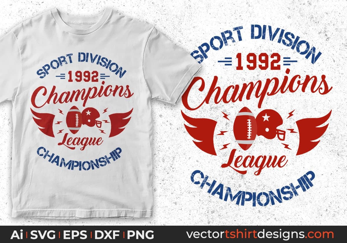 Sport Division 1992 Champions League Championship American Football Editable T shirt Design Svg Cutting Printable Files