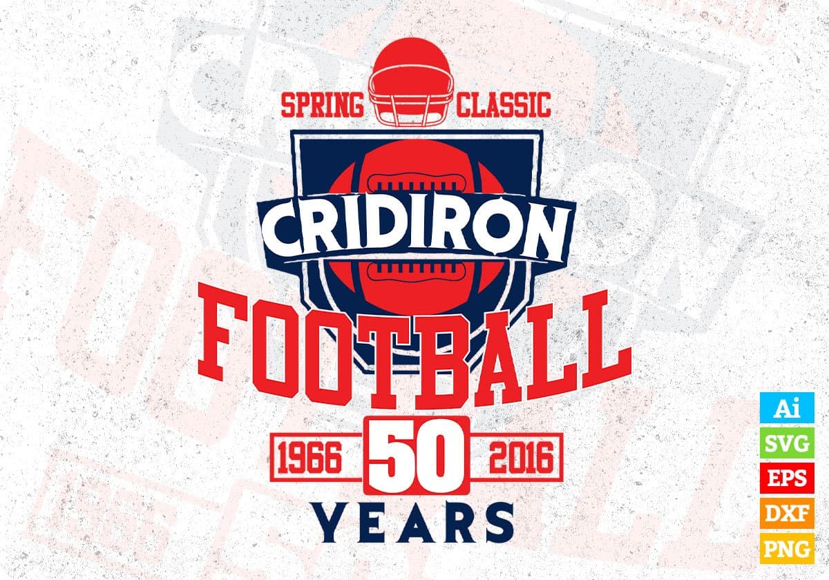Spring Classic Gridiron Football 50 Years American Football Editable T shirt Design Svg Cutting Printable Files