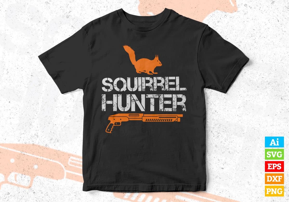 Squirrel Hunter Hunting Vector T shirt Design In Svg Png Printable Files