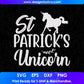 St Patrick’s Unicorn T shirt Design In Svg Png Cutting Printable Files