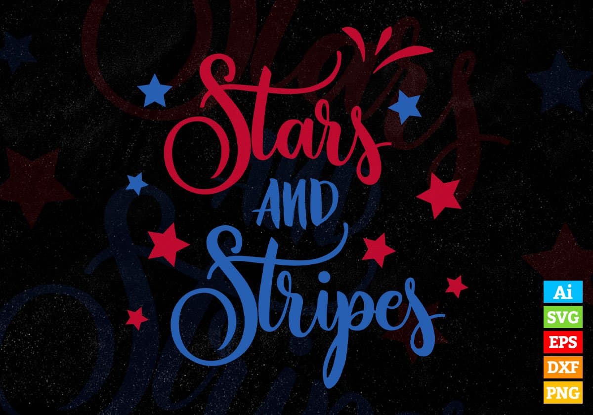 Stars And Stripes 4th Of July Editable Vector T shirt Design In Svg Png Printable Files