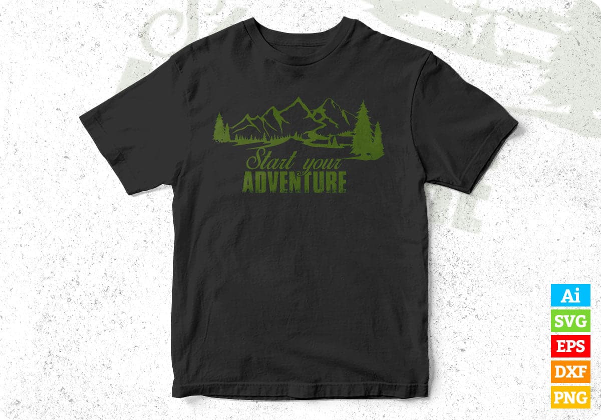Start Your Adventure Mountain T shirt Design In Ai Svg Printable Files