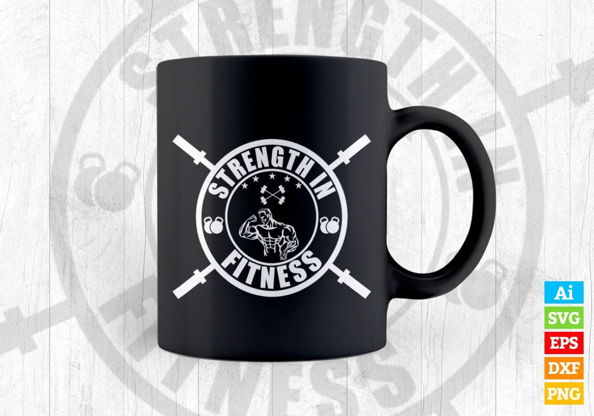 Strength In Fitness Gym Vector T-shirt Design in Ai Svg Png Files