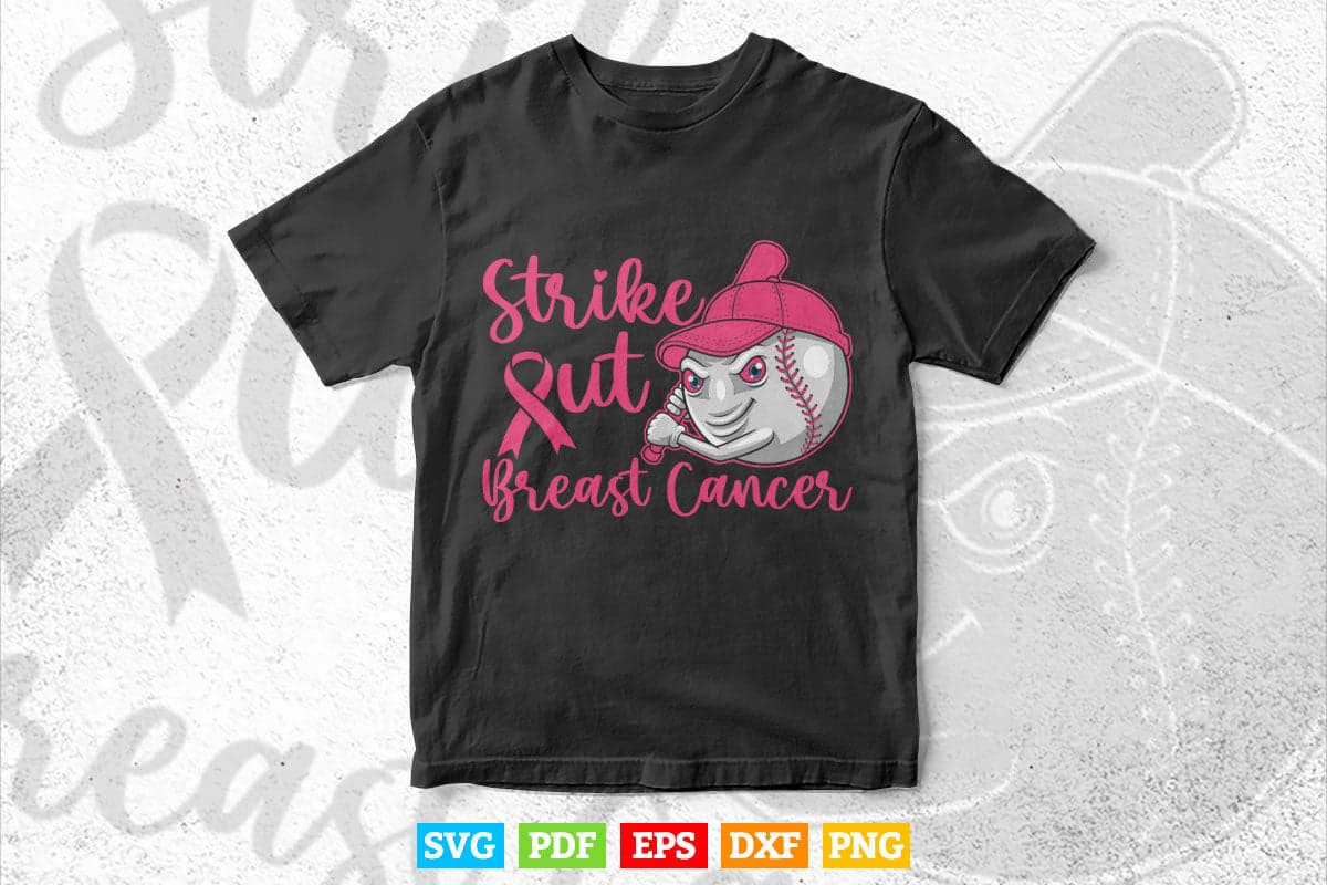 Strike Out Cancer SVG Digital File, Breast Cancer Svg, Baseball Svg