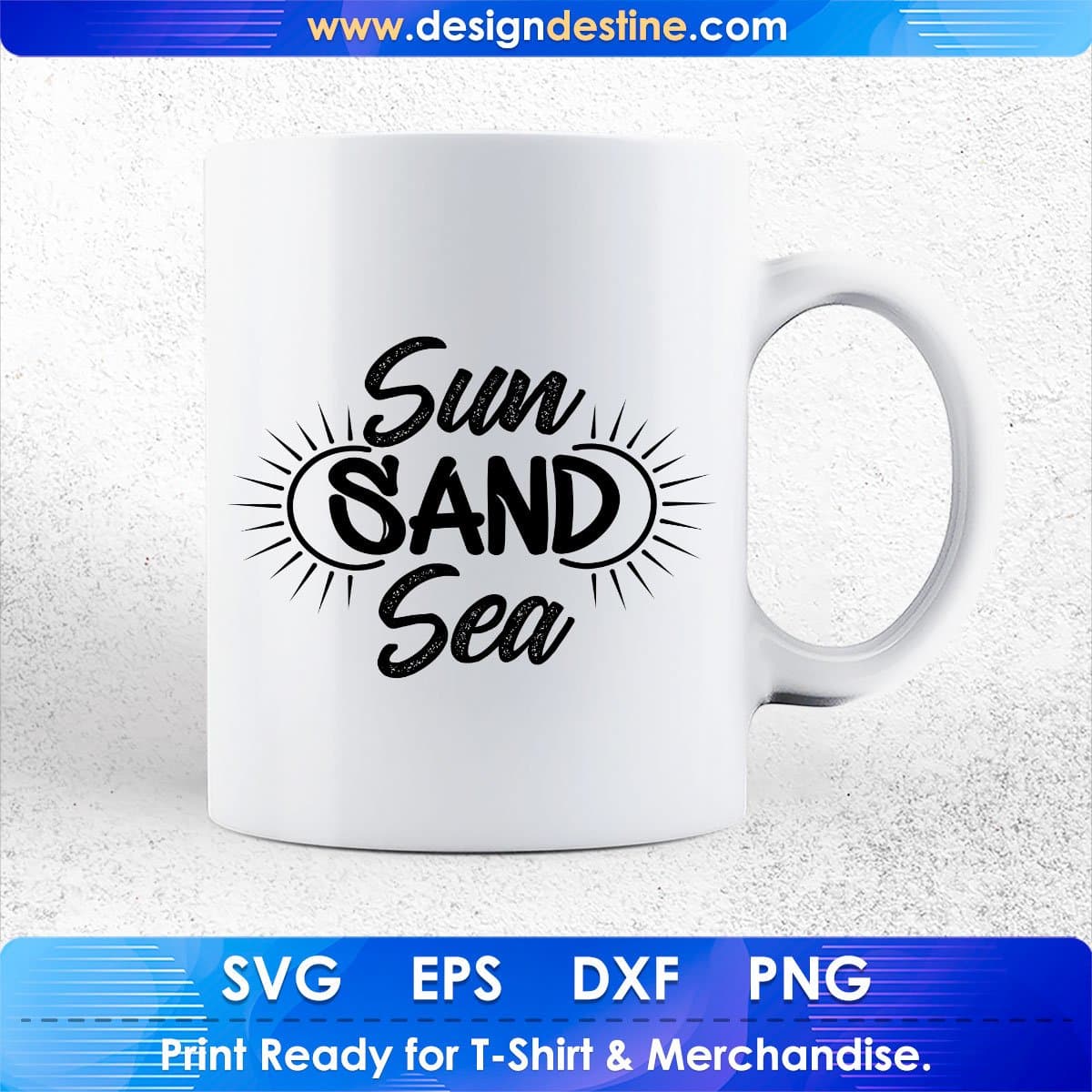 Sun Sand Sea Summer Beach T shirt Design In Png Svg Cutting Printable Files