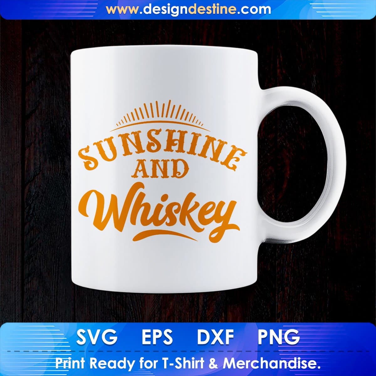 Sunshine And Whiskey Summer Beach T shirt Design In Png Svg Cutting Printable Files