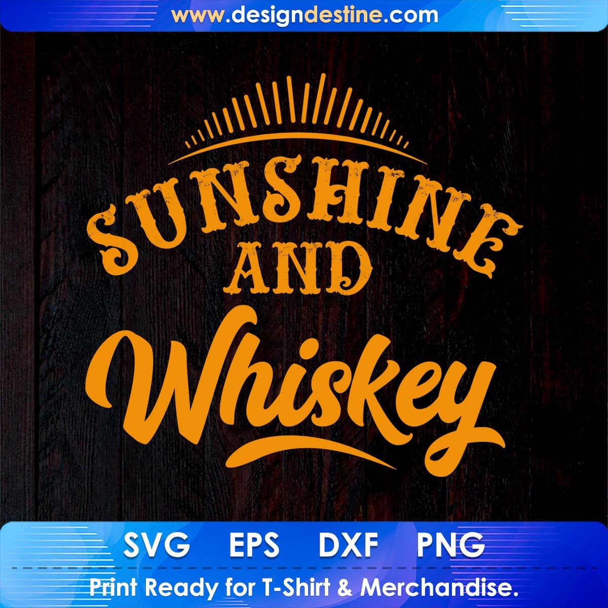 Sunshine And Whiskey Summer Beach T shirt Design In Png Svg Cutting Printable Files