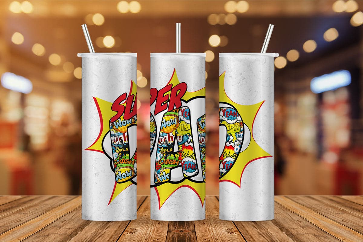 Super Dad Comic Leopard Fathers Day T shirt Tumbler Design Png Sublimation Files