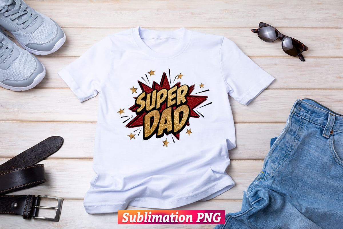 Super Dad Glitter Leopard Star Fathers Day T shirt Tumbler Design Png Sublimation Files