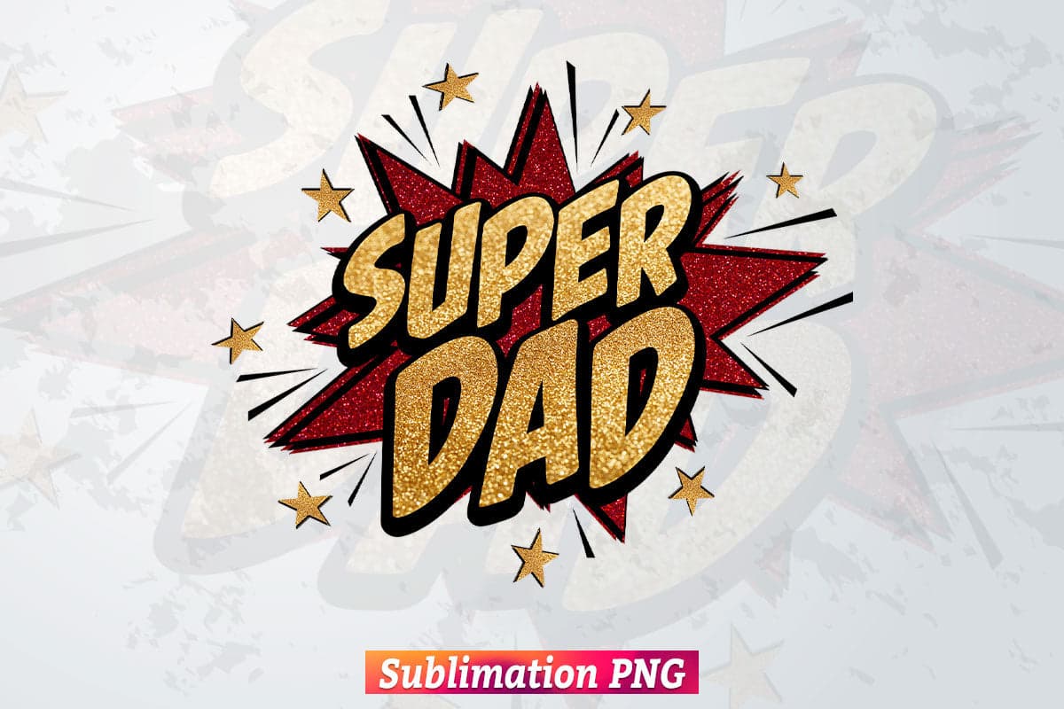 Super Dad Glitter Leopard Star Fathers Day T shirt Tumbler Design Png Sublimation Files