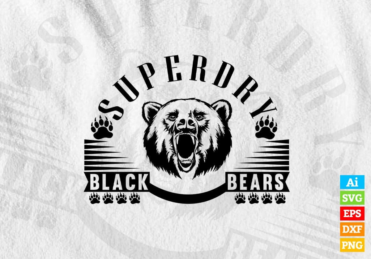 Superdry Black Bears Animal Vector T-shirt Design in Ai Svg Png Files