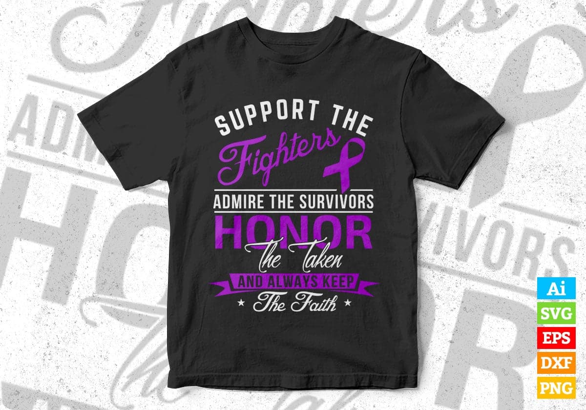Support The Fighter Admire The Survivors Awareness Vector T-shirt Design in Ai Svg Png Files
