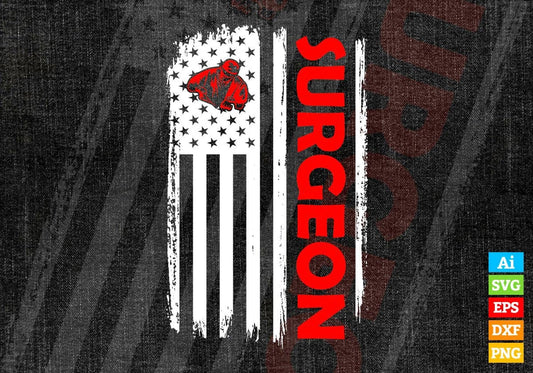 Surgeon USA Flag Proud Professions Gift Editable Vector T-shirt Design in Ai Svg Files