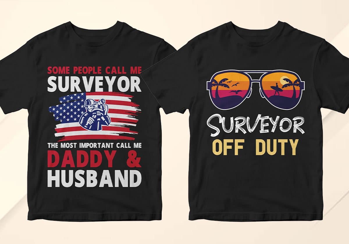 Surveyor 25 Editable T-shirt Designs Bundle