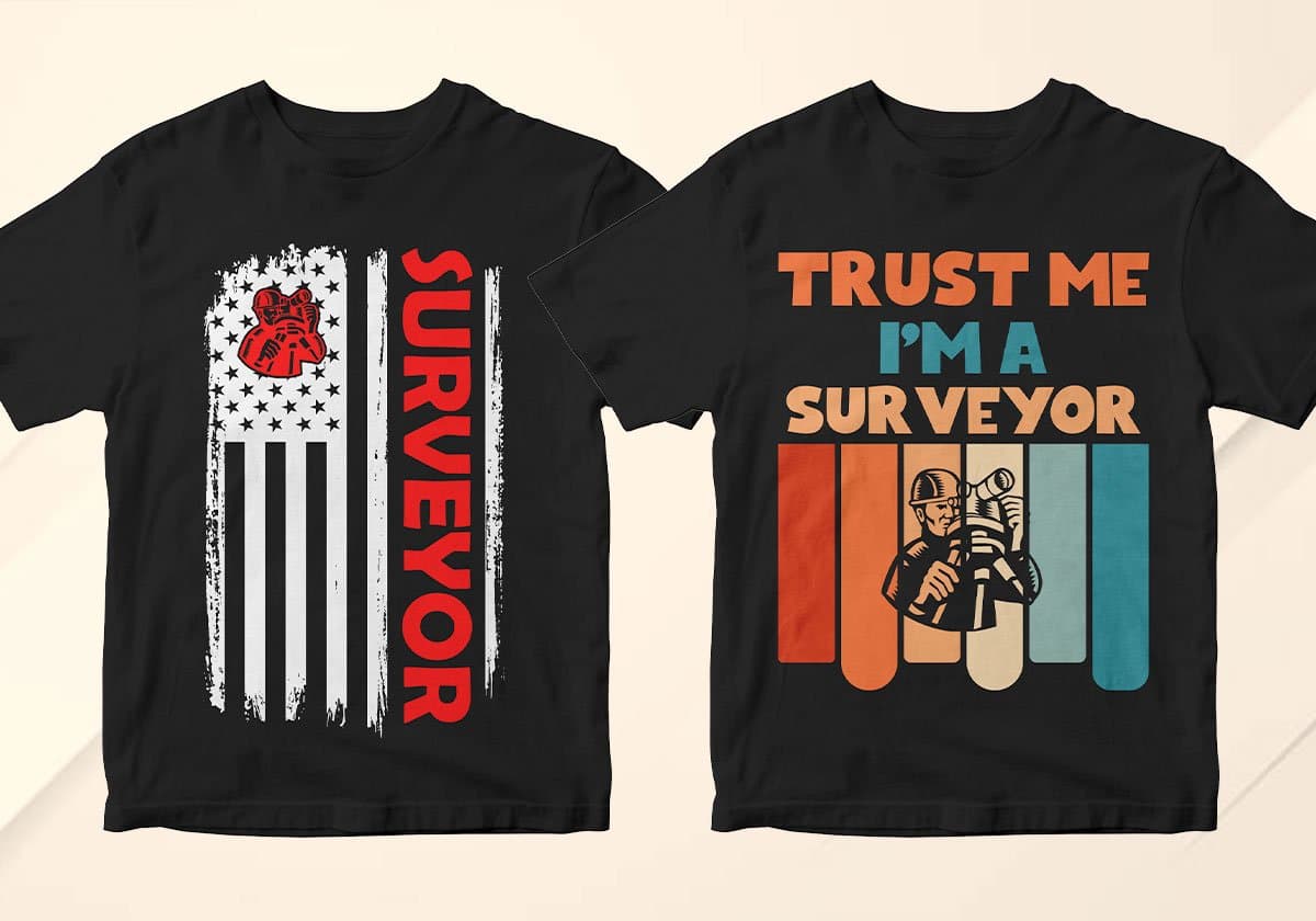 Surveyor 25 Editable T-shirt Designs Bundle