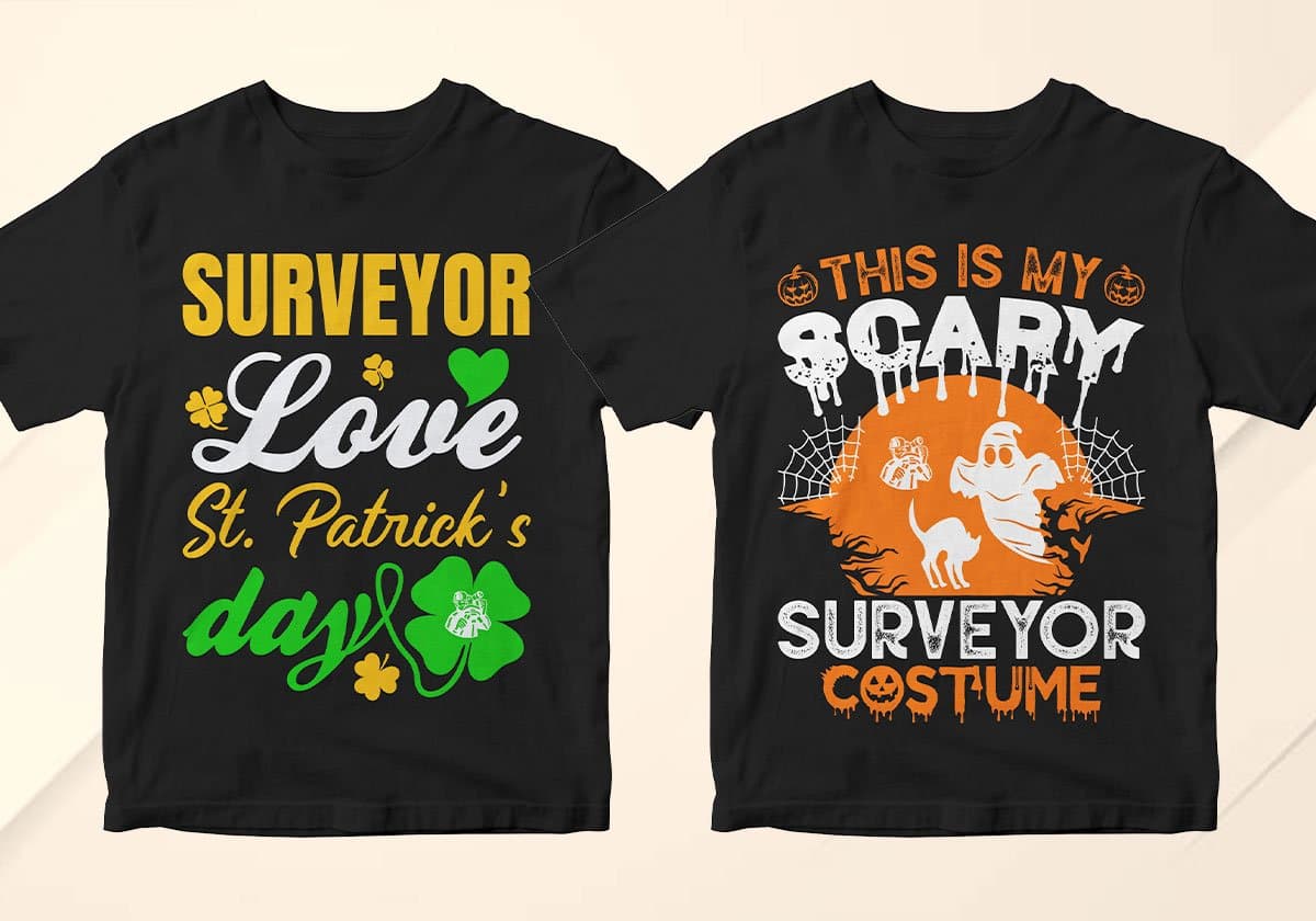 Surveyor 25 Editable T-shirt Designs Bundle