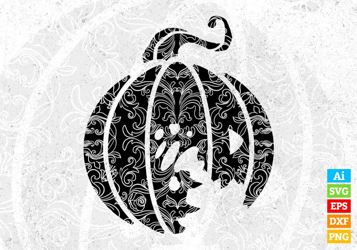 Swirly Pumpkin Halloween T shirt Design In Png Svg Cutting Printable Files