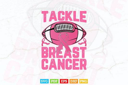 Tackle Breast Cancer American Football Awareness Fighting Svg Png Printable Files.