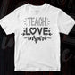 Teach Love Inspire Editable T shirt Design In Ai Png Svg Cutting Printable Files