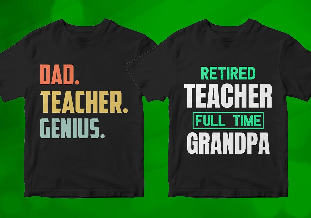 Teacher 25 Editable T-shirt Designs Bundle