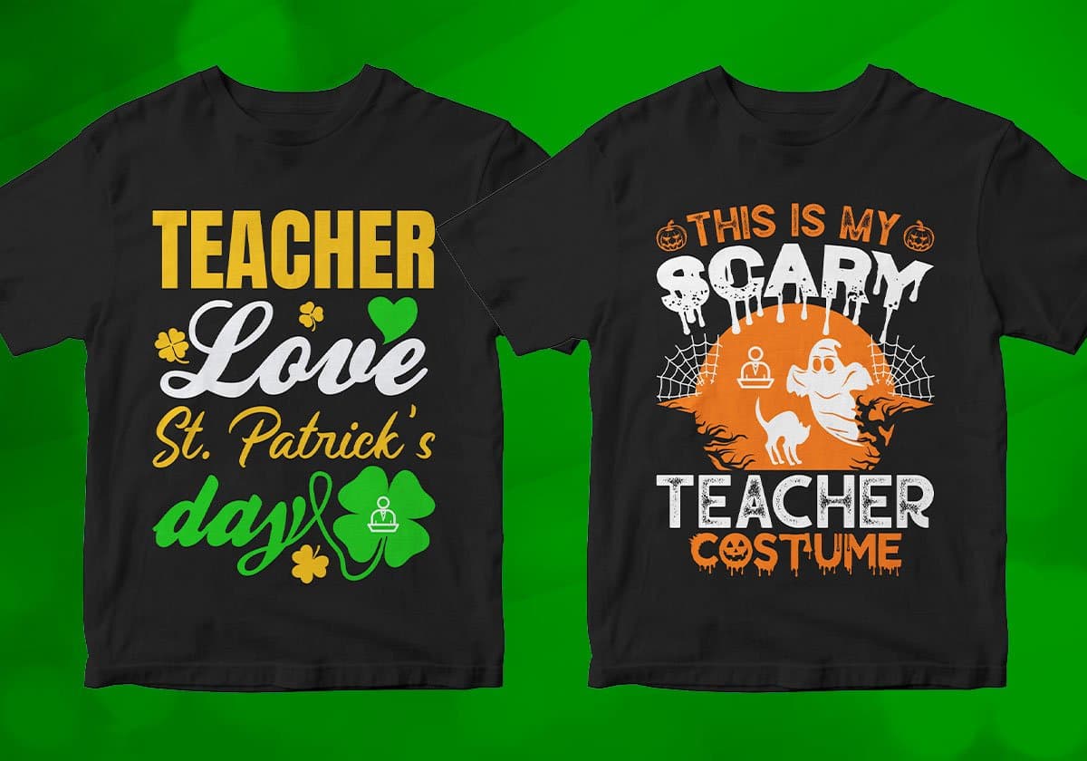 Teacher 25 Editable T-shirt Designs Bundle