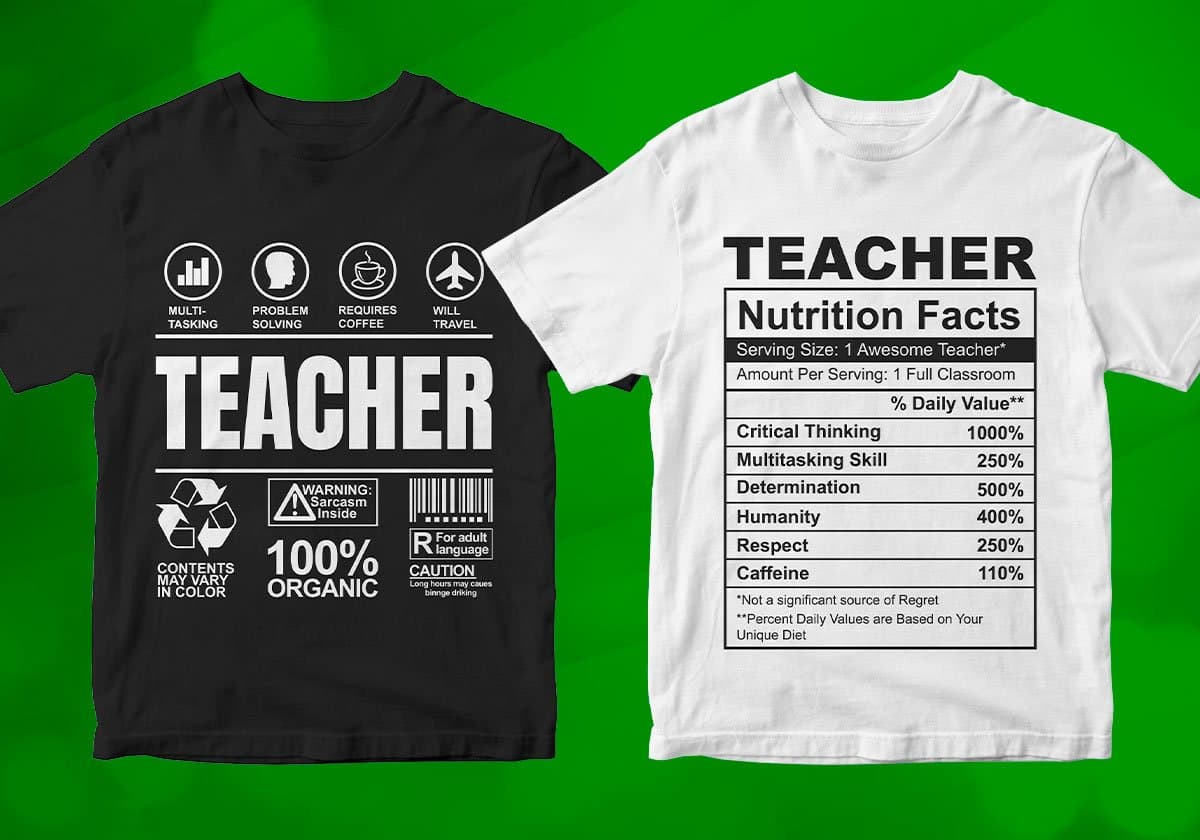 Teacher 25 Editable T-shirt Designs Bundle