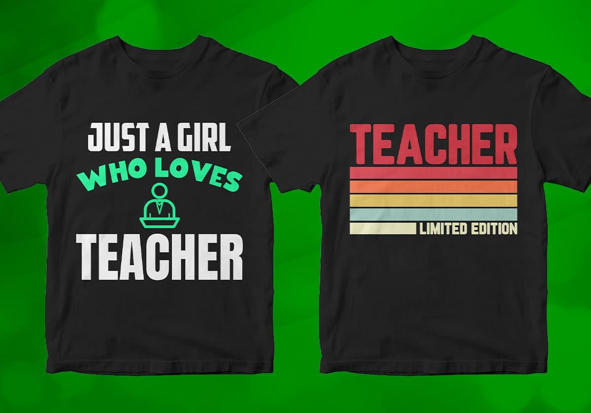 Teacher 25 Editable T-shirt Designs Bundle