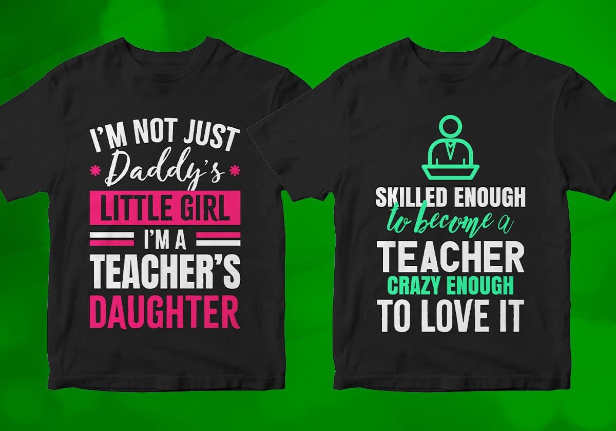 Teacher 25 Editable T-shirt Designs Bundle