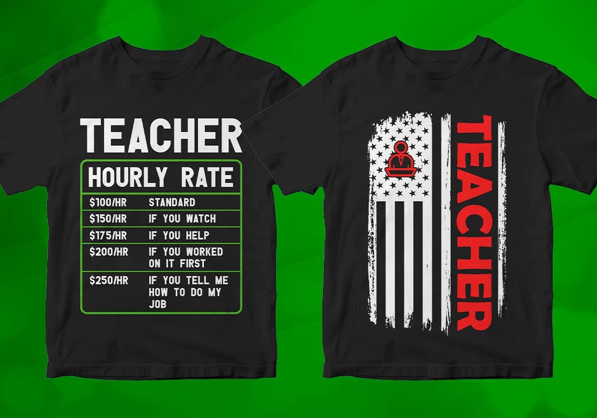 Teacher 25 Editable T-shirt Designs Bundle