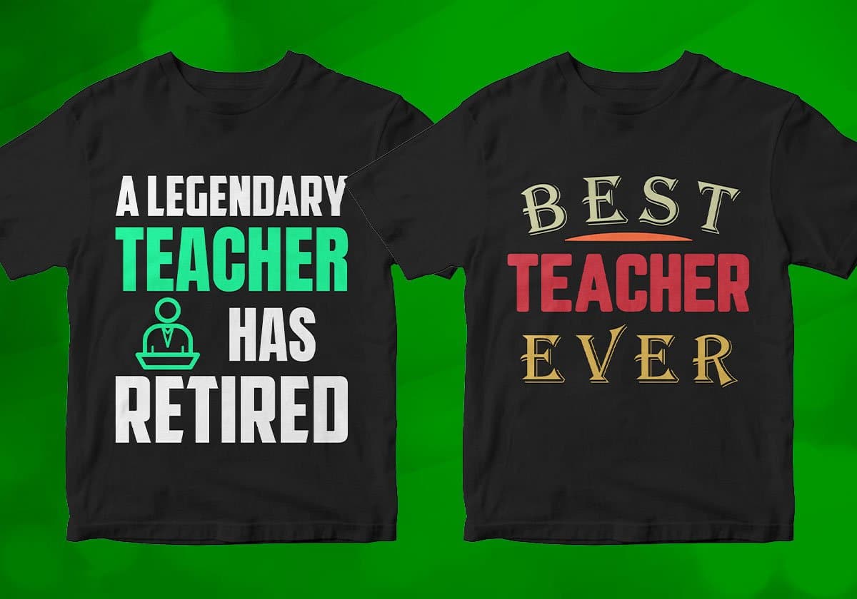 Teacher 25 Editable T-shirt Designs Bundle