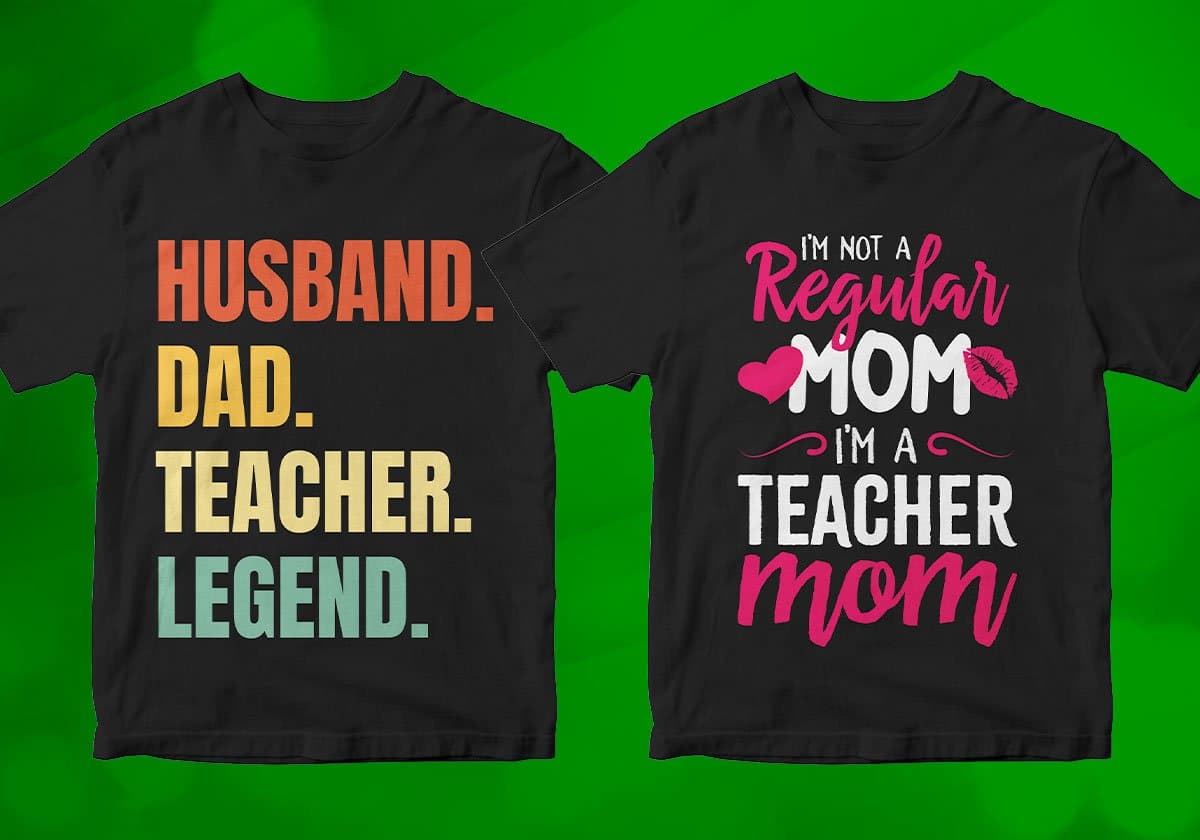 Teacher 25 Editable T-shirt Designs Bundle