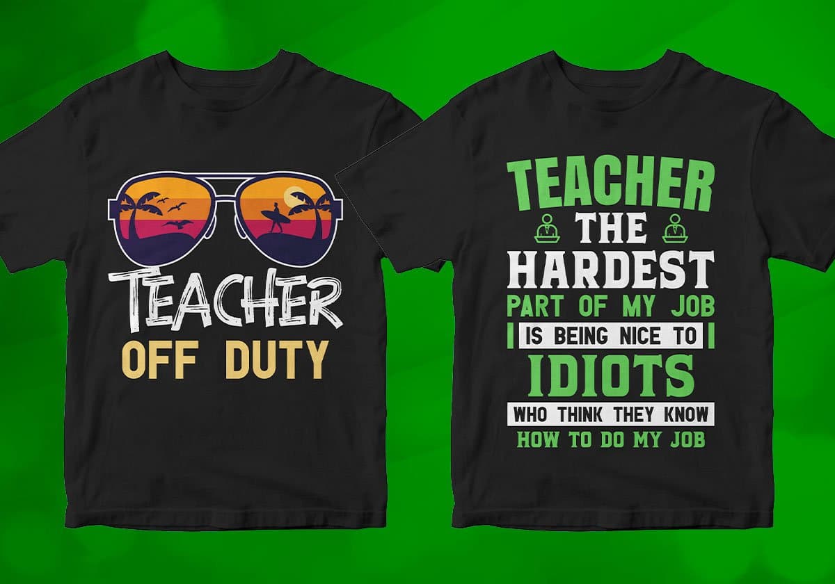 Teacher 25 Editable T-shirt Designs Bundle