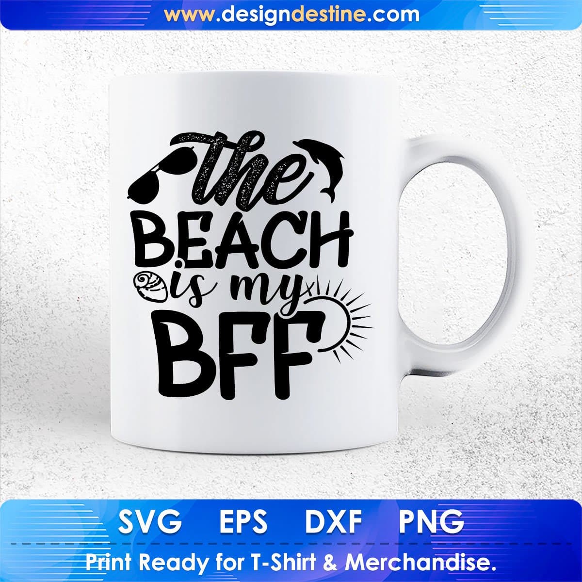 The Beach Is My Happy BFF Summer Beach T shirt Design In Png Svg Cutting Printable Files