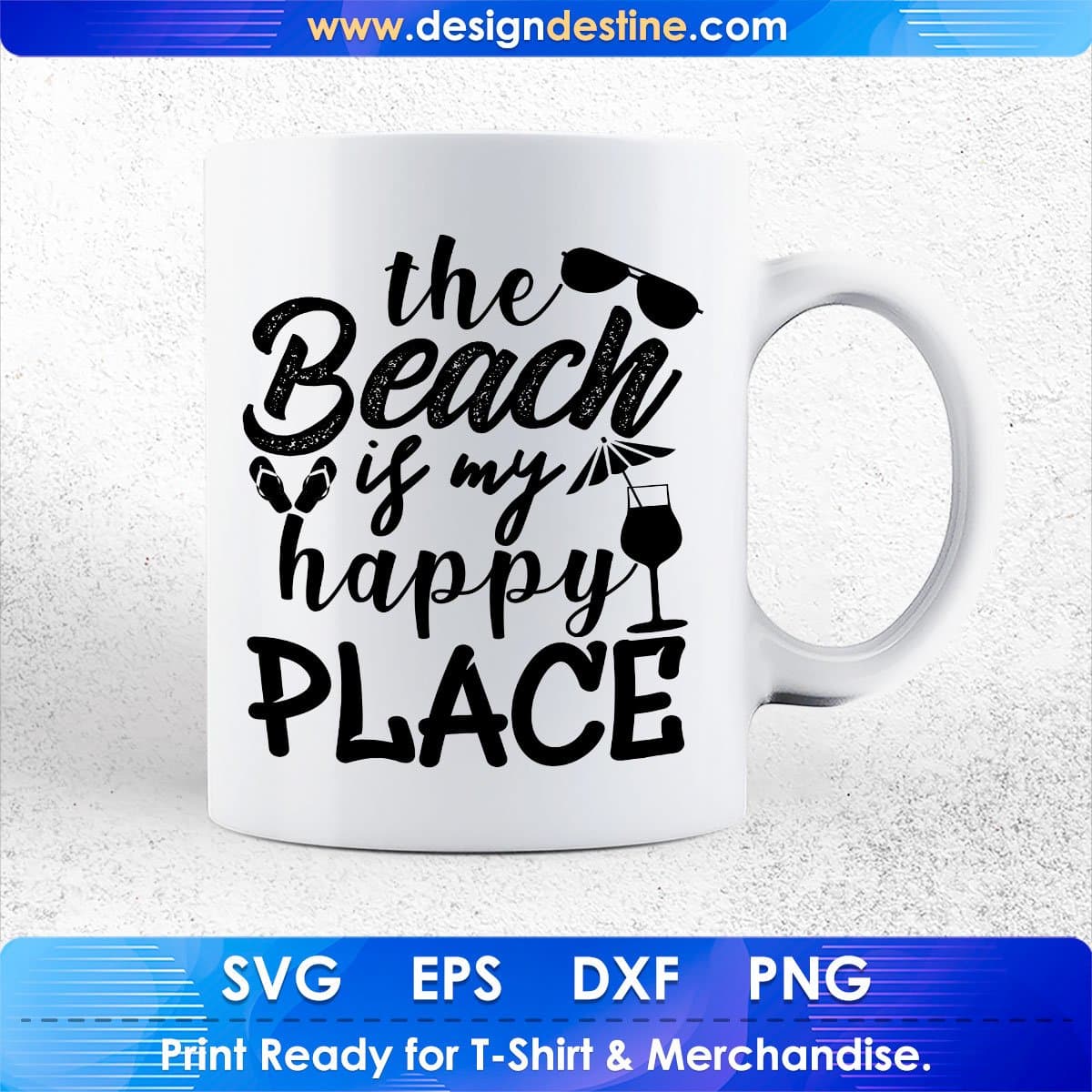 The Beach Is My Happy Place Summer Beach T shirt Design In Png Svg Cutting Printable Files