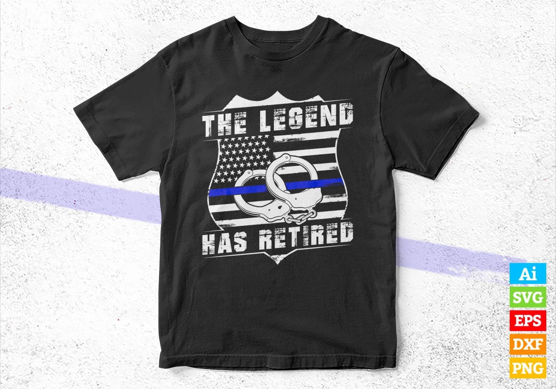 The Legend Has Retired Police Officer Retirement Gift Father's Day Editable Vector T shirt Design in Ai Png Svg Files.