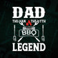 The Man The Myth The BBQ The Legend Smoker Grillin' Dad Editable Vector T shirt Design in Ai Png Svg Files.