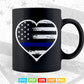 Thin Blue Line Heart Flag Police Officer Support Svg Cricut Files.