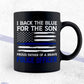 Thin Blue Line USA Flag Proud Father Of A Brave Police Officer Son Father's Day Editable Vector T shirt Design in Ai Png Svg Files.