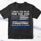 Thin Blue Line USA Flag Proud Father Of A Brave Police Officer Son Father's Day Editable Vector T shirt Design in Ai Png Svg Files.