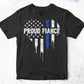Thin Blue Line USA Flag with Heart Shape Police Officer of Proud Fiancé Editable Vector T shirt Design in Ai Png Svg Files.