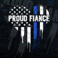 Thin Blue Line USA Flag with Heart Shape Police Officer of Proud Fiancé Editable Vector T shirt Design in Ai Png Svg Files.