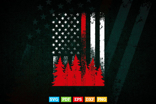 Thin Red Line American Flag Wildland Firefighter Svg Digital Files.