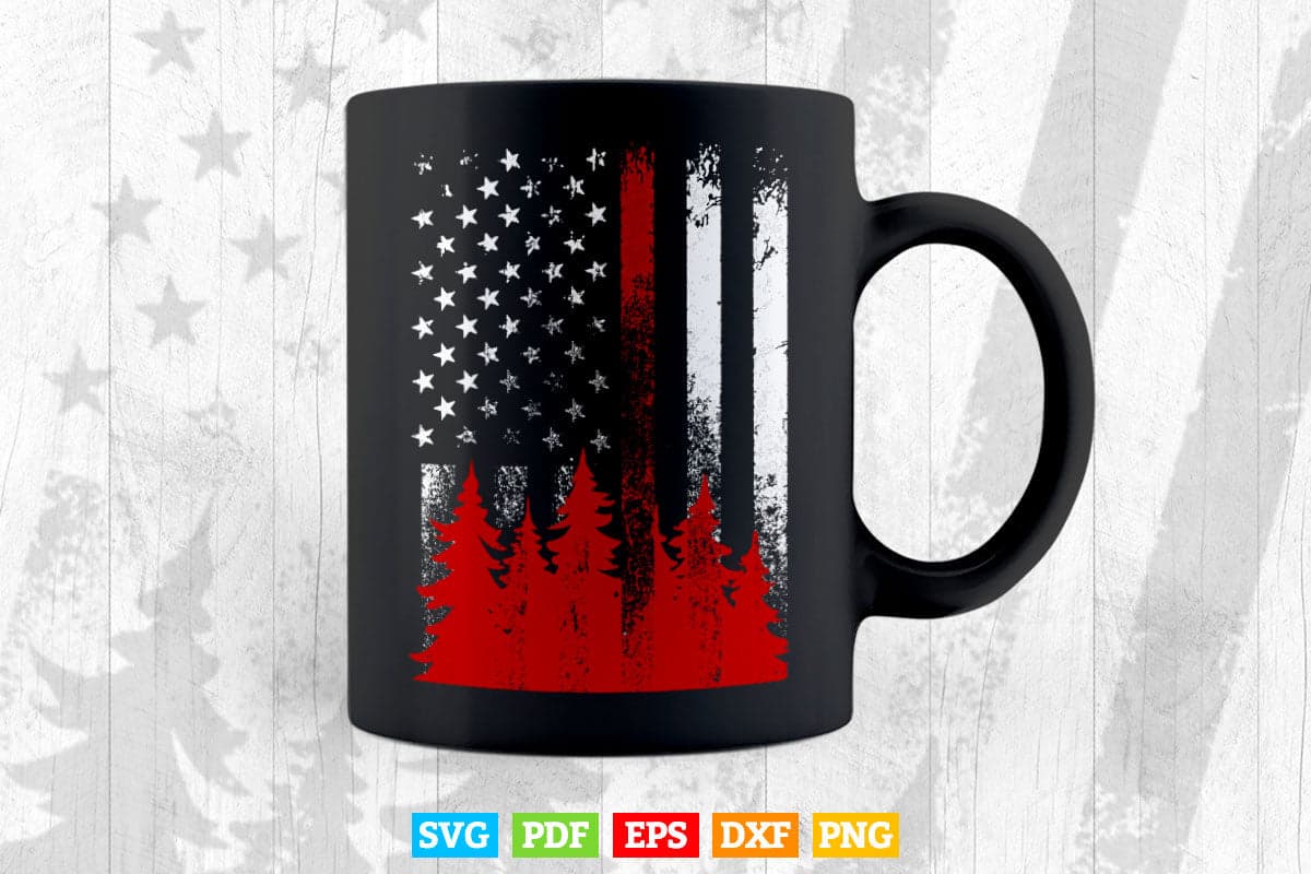 Thin Red Line American Flag Wildland Firefighter Svg Digital Files.