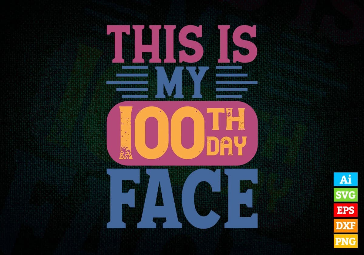 This Is My 100th Day Face School Editable Vector T-shirt Design in Ai Svg Files