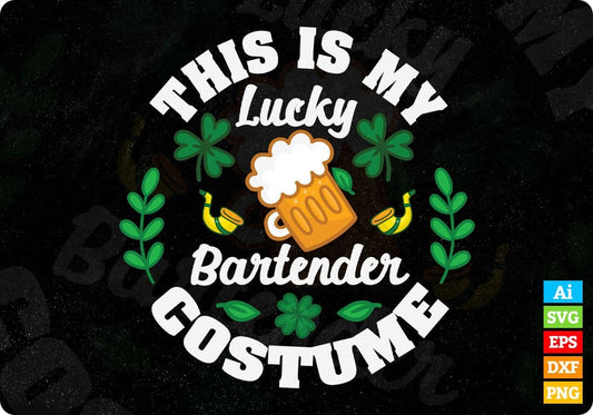 This Is My Lucky Bartender Costume St Patrick's Day T shirt Design In Svg Png Cutting Printable Files
