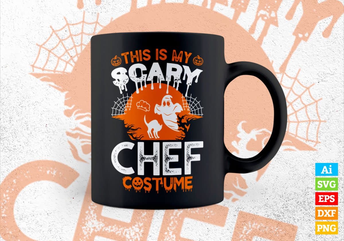 This Is My Scary Chef Costume Happy Halloween Editable Vector T-shirt Designs Png Svg Files