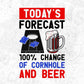 Today’s Forecast 100% Change Of Cornhole And Beer Cornhole Editable T shirt Design In Ai Svg Png Cutting Printable Files