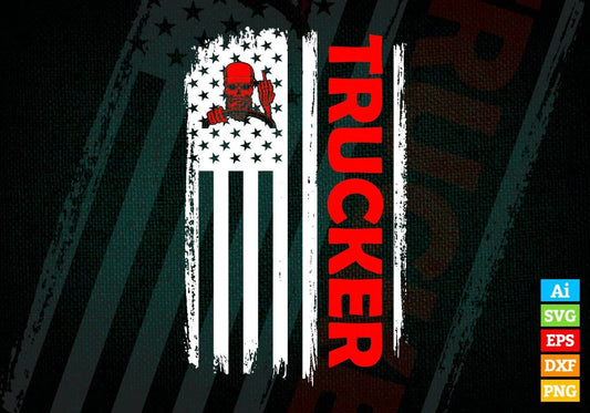 Trucker USA Flag Proud Professions Gift Editable Vector T-shirt Design in Ai Svg Files