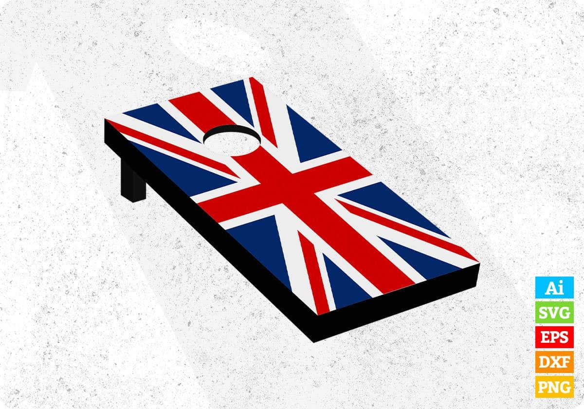 UK Flag Cornhole Editable T shirt Design In Ai Svg Png Cutting Printable Files